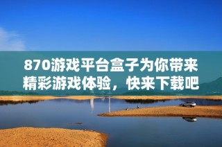 870游戏平台盒子为你带来精彩游戏体验，快来下载吧