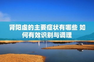 肾阳虚的主要症状有哪些 如何有效识别与调理