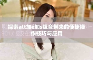 探索alt加e加s组合带来的便捷操作技巧与应用