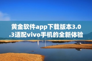 黄金软件app下载版本3.0.3适配vivo手机的全新体验探索