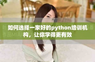 如何选择一家好的python培训机构，让你学得更有效