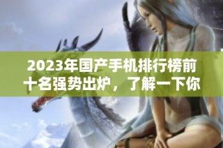 2023年国产手机排行榜前十名强势出炉，了解一下你喜欢的品牌