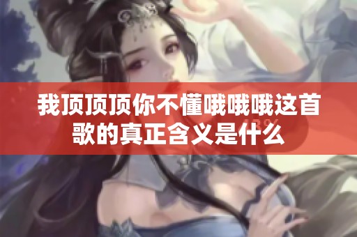 我顶顶顶你不懂哦哦哦这首歌的真正含义是什么