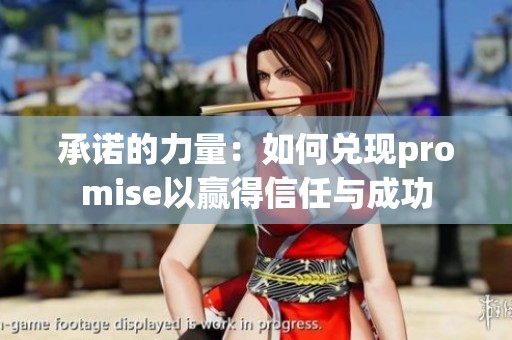 承诺的力量：如何兑现promise以赢得信任与成功