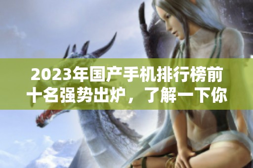 2023年国产手机排行榜前十名强势出炉，了解一下你喜欢的品牌