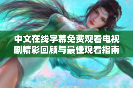 中文在线字幕免费观看电视剧精彩回顾与最佳观看指南